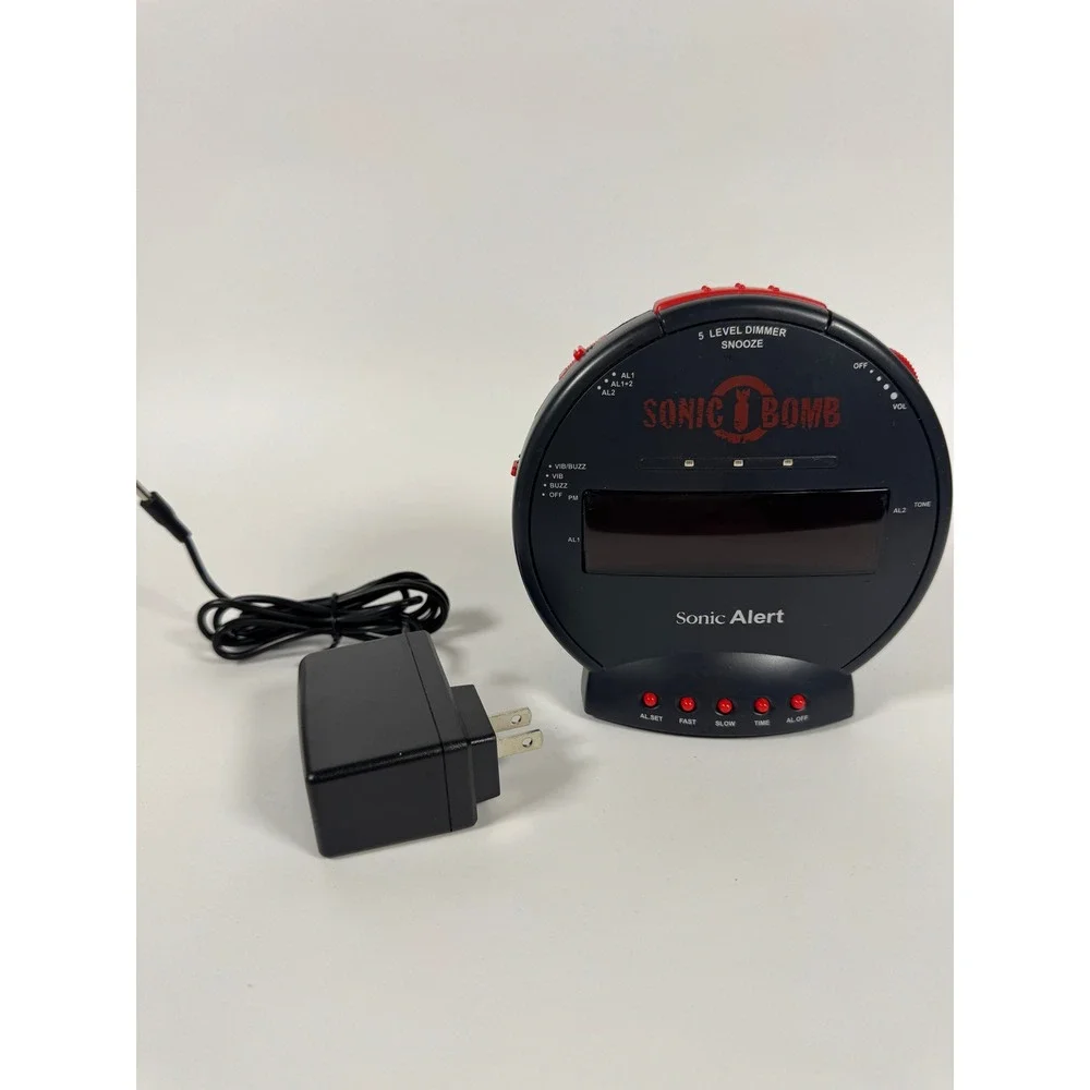 Sonic Alert Sonic Bomb Extra Loud Dual Alarm Clock SBB500ss Black Red